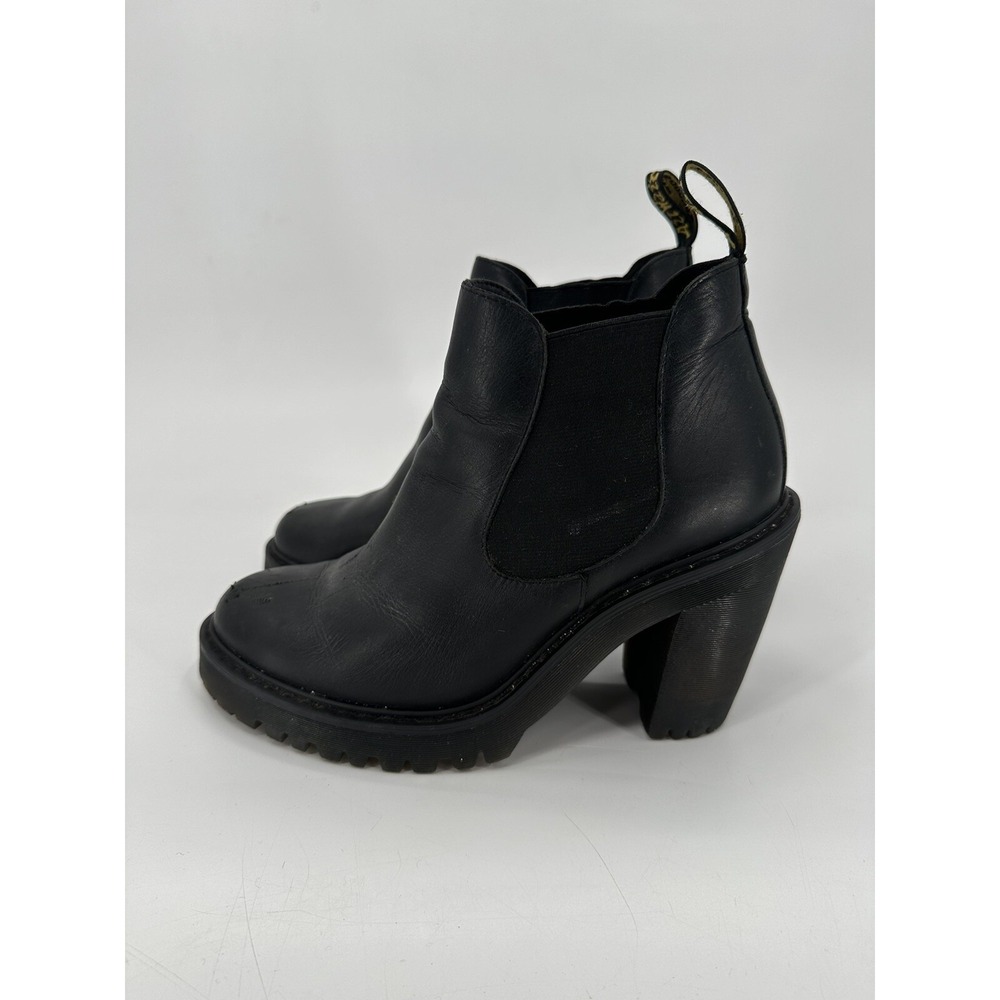 Dr Martens Hurston High Heeled Booties Womens 8 US Black Smooth Leather Boots